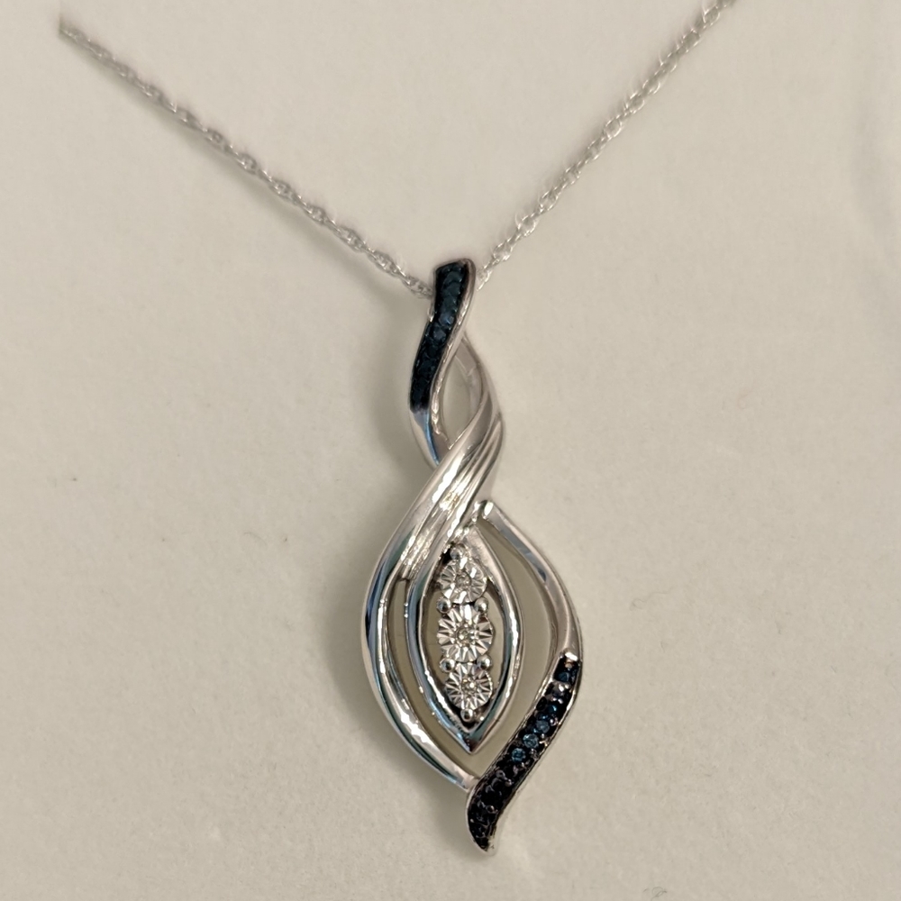 Sterling silver necklace with diamonds and sapphires by Kay jewelry